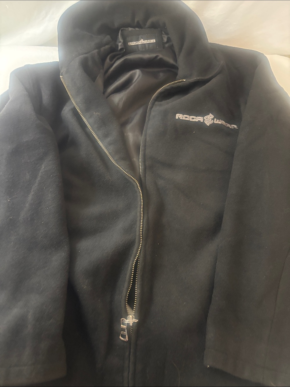 Rocawear Men's Black Full-Zip Fleece Jacket. Melton Wool. Very Heavy.